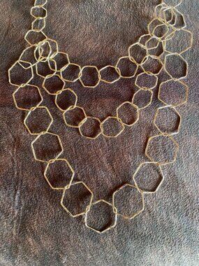 Chico’s Gold Tone Hexagon Link Necklace